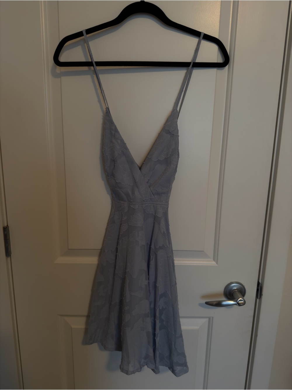 Lulu's Days of Beauty Dusty Blue Burnout Floral Skater Dress